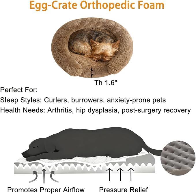 Cama Redonda para Perro Mediano 23" Lavable Antiansiedad miniatura 4