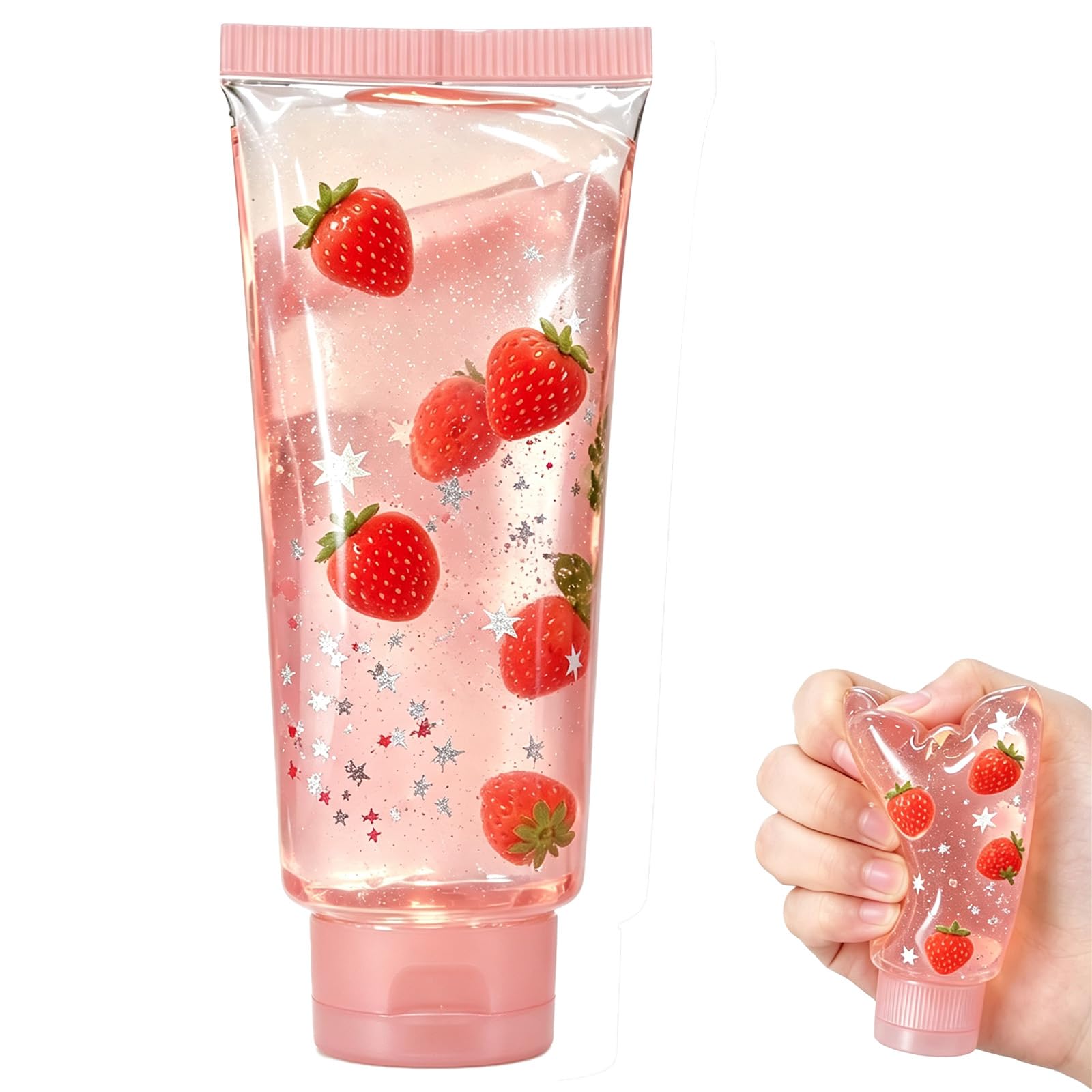 Strawberry Toothpaste Squishy, Fruit Chunk Filled Squeeze Fidget Toys
