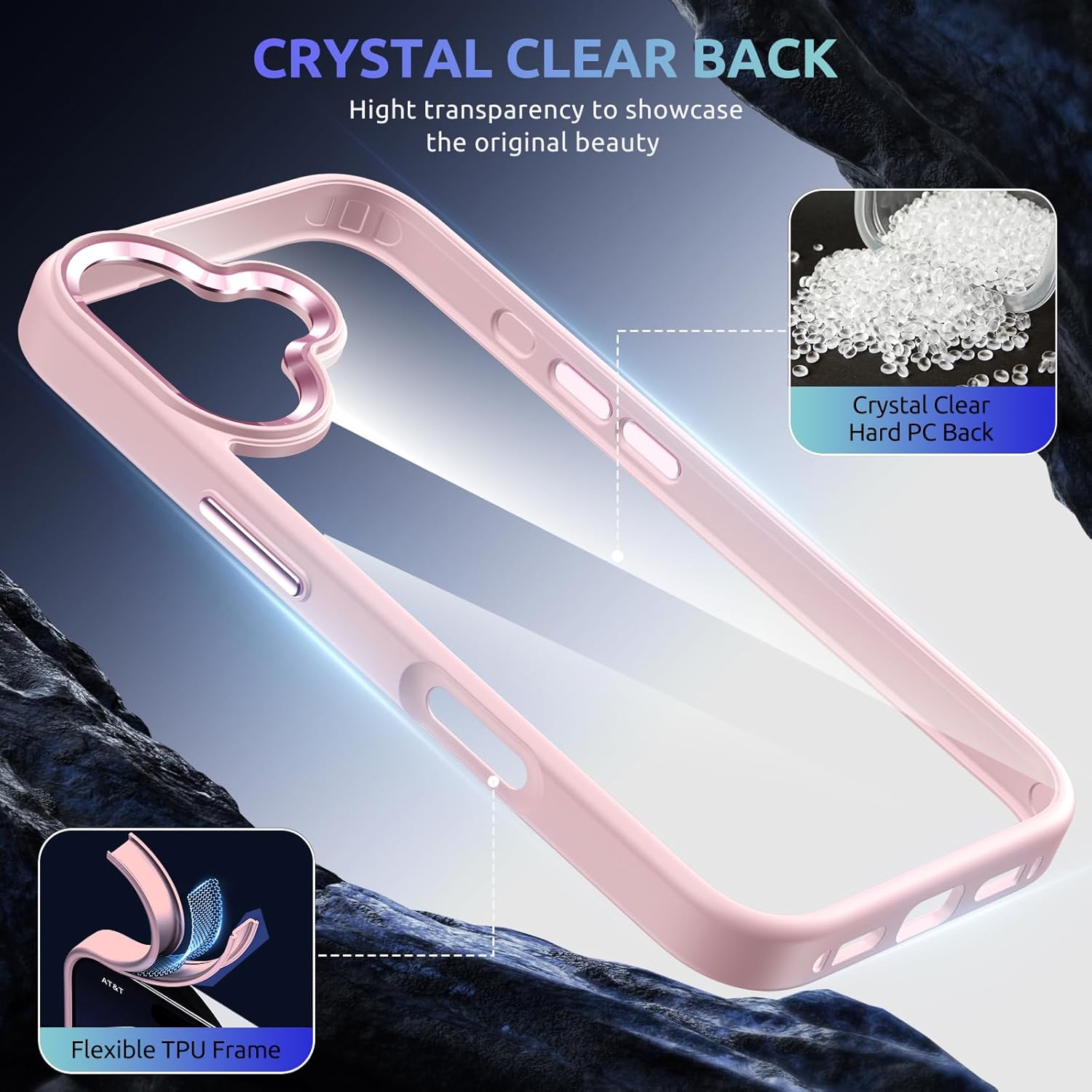 for iPhone 17 case,Crystal Clear Hard PC Back +Soft TPU Frame Shockproof Military-Drop Protection,Classic Hybrid Case for iPhone 17-6.3"(Light Pink) - Image 3