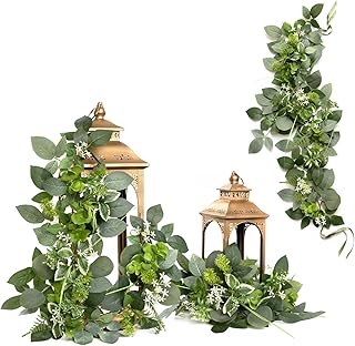 Ling's moment 6Pack 2ft Artificial Flowers Garland Green & Sage Lantern Flower Arch Floral Centerpieces Mauve Wedding Aisle Decor Chair Flowers for Signs DIY Table Wall Window Cake Decoration