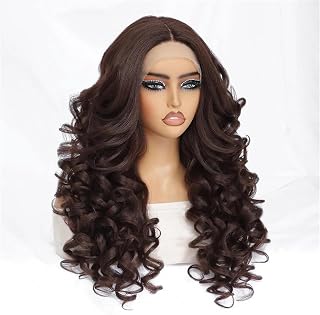 Curly Synthetic Lace Front Wig Afro Texture Heat Resistant Fiber Natural Hairline Wig For Black Women