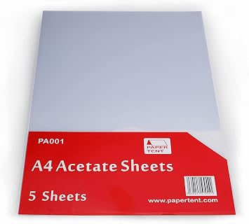 Papertent 250 Micron Clear Acetate Sheets, 5 Sheets