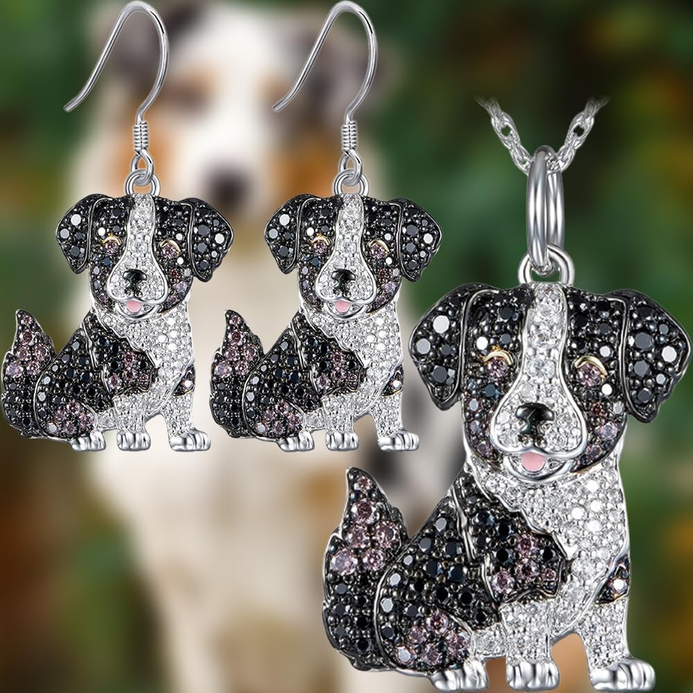 Crystal Dog Pendant Necklace Cute Animal Necklace, Jewelry For Pet Lovers (Sheep Dog) - Image 4