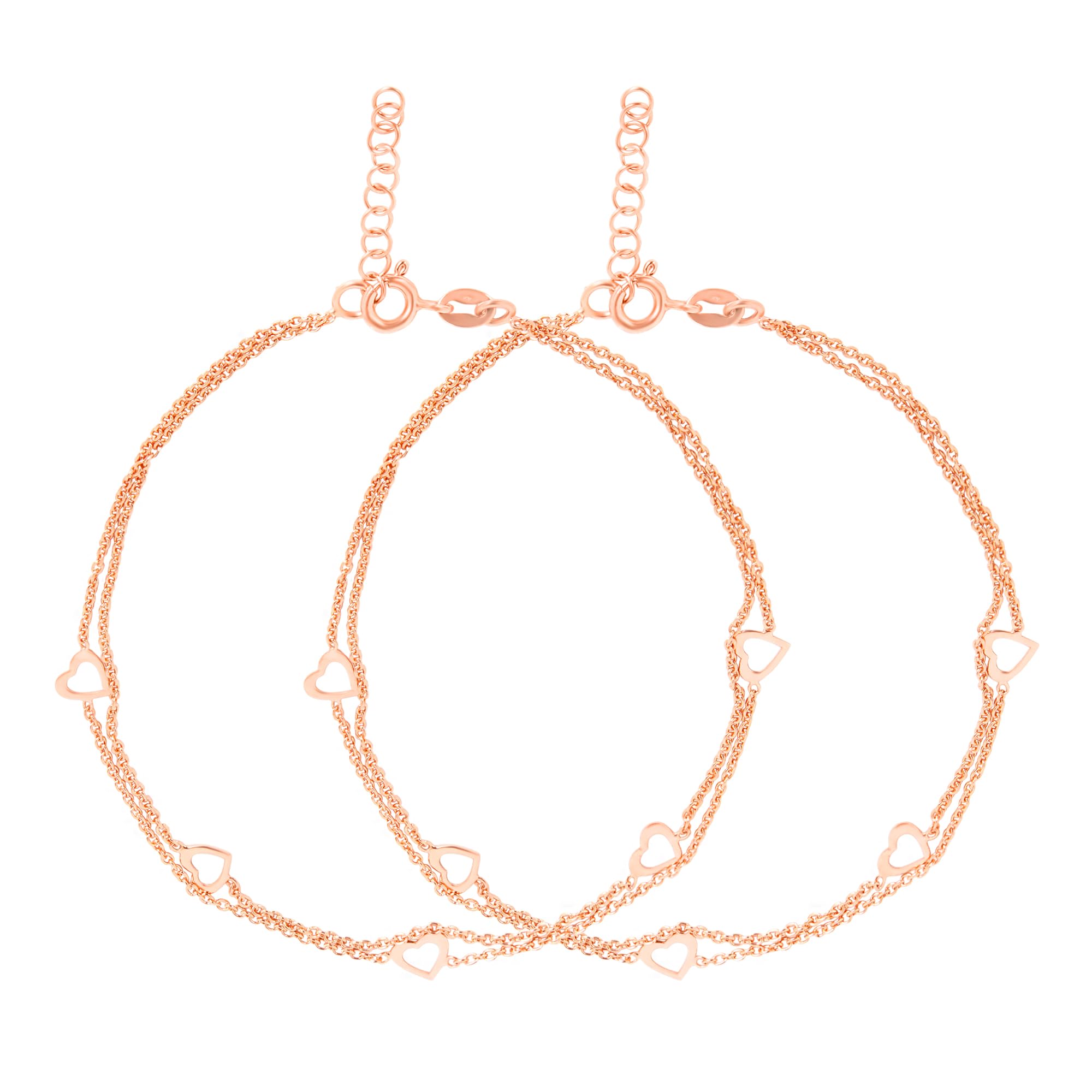 ZAVYA 925 Sterling Silver Layered Rose Gold Plating Hearts Anklets (Pair) | Gift for Women & Girls | With Certificate of Authenticity & 925 Hallmark (B0BCC88NFN) Amazon Price History, Amazon Price Tracker