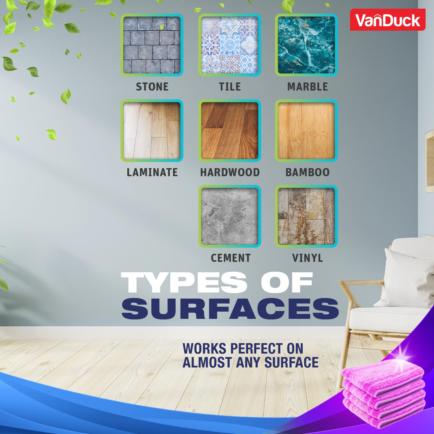 VanDuck Almohadillas reutilizables compatibles con Swiffer Power Mop (paquete de 6) – Recambio de mopa de microfibra para PowerMop – Recambios de almohadilla multisuperficie para mopa de pulverización