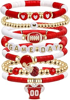Artlunar Game Day Football Charm Bracelet: Stackable Sports Jewelry for Moms & Dads - Perfect for Football Fans