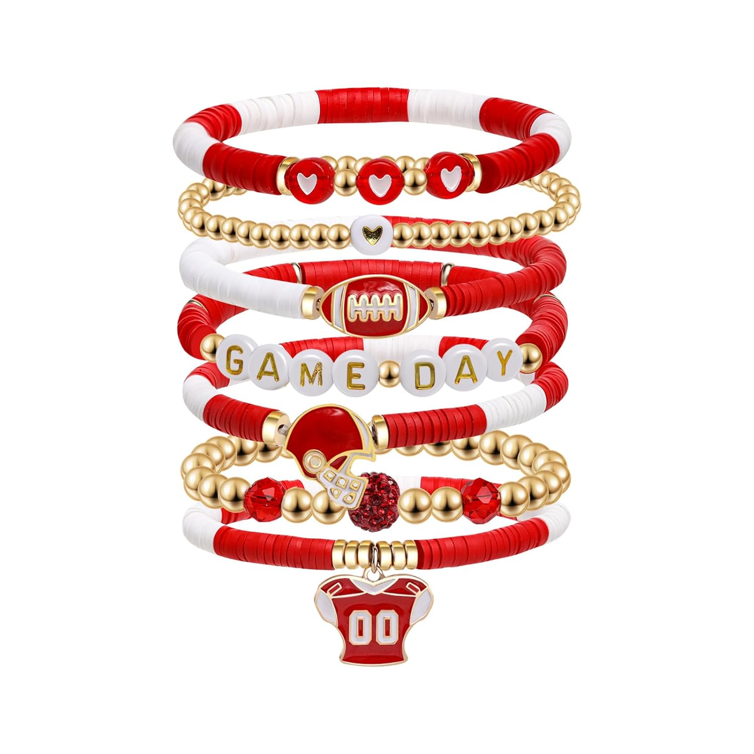 Artlunar Game Day Football Charm Bracelet Stackable Sports Jewelry for Moms Dads - Perfect for Football Fans