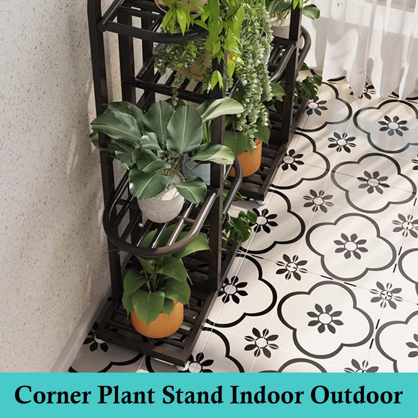 Étagère à Plantes en métal à 5 Niveaux - Étagère d'angle Haute pour Pots de Fleurs, utilisable en intérieur et en extérieur - Support Robuste pour Plusieurs Plantes, idéal pour Le Jardin, Le