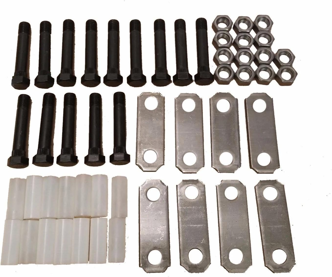 SRK-TA-SB-2 for Tandem Axle Trailer Spring Suspension Rebuild Kit 7k-14k# Camper Repair for Axel 2 inch, 9/16 inch x 3 inch Hardened Shackle Bolts, Spring Shackle Straps 2 inch on Center