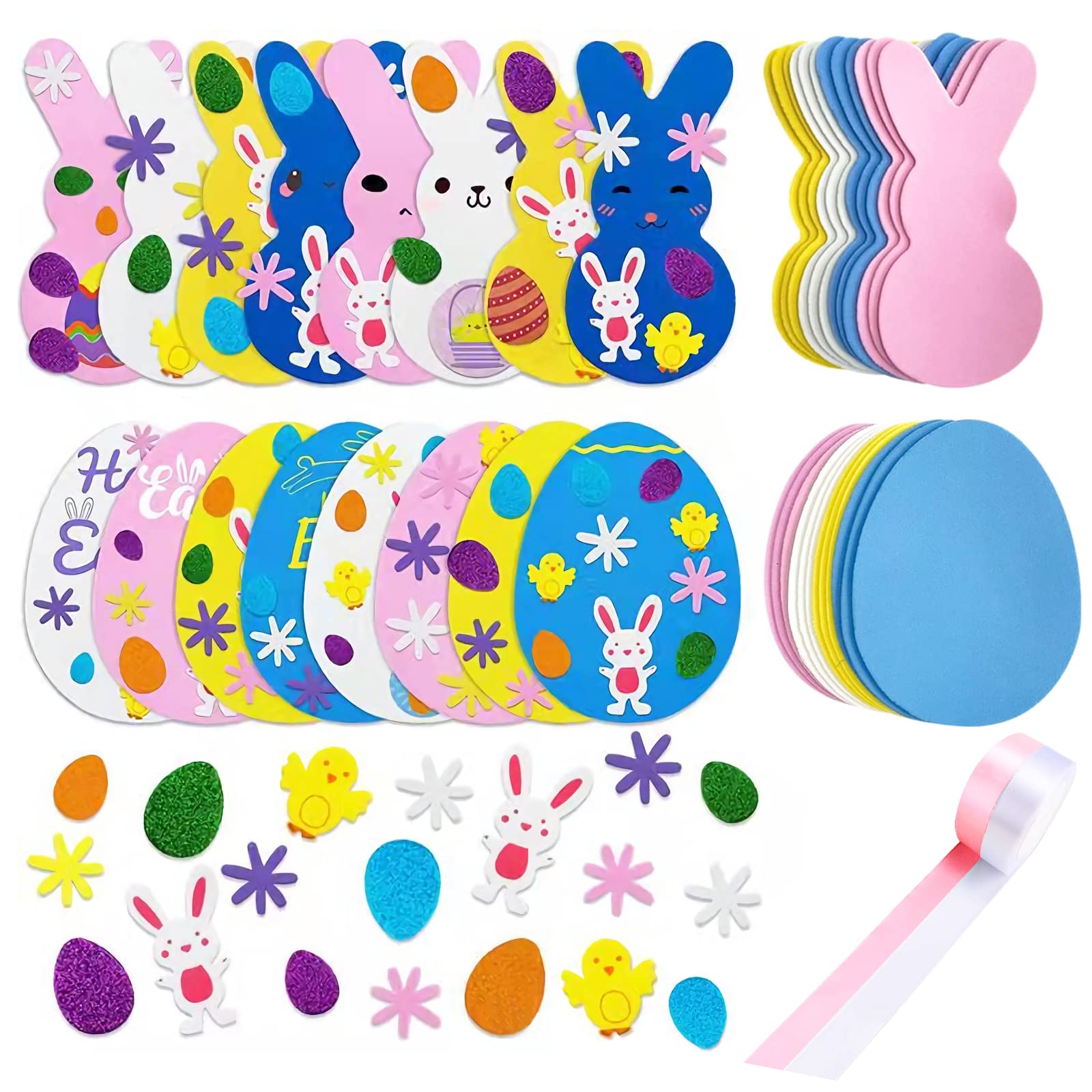 Set Creativo Pasqua Per Bambini - 10 Pulcini In Schiuma E Adesivi Fai Da Te