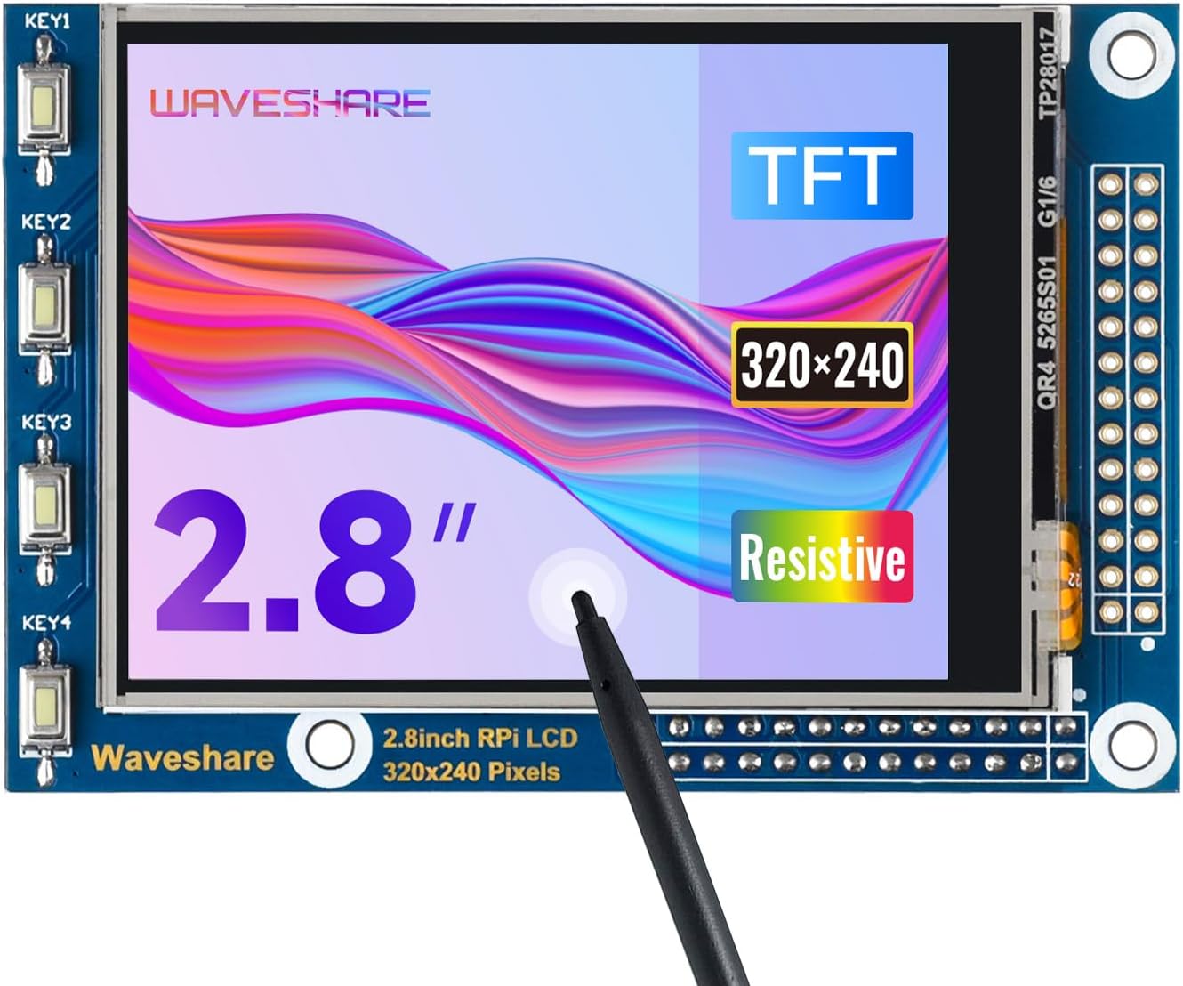 Waveshare-LCD Waveshare 2.8inch RPi LCD (A) 320240 Resolution Resistive Touch Screen TFT Display Designed for any Revision of Raspberry Pi