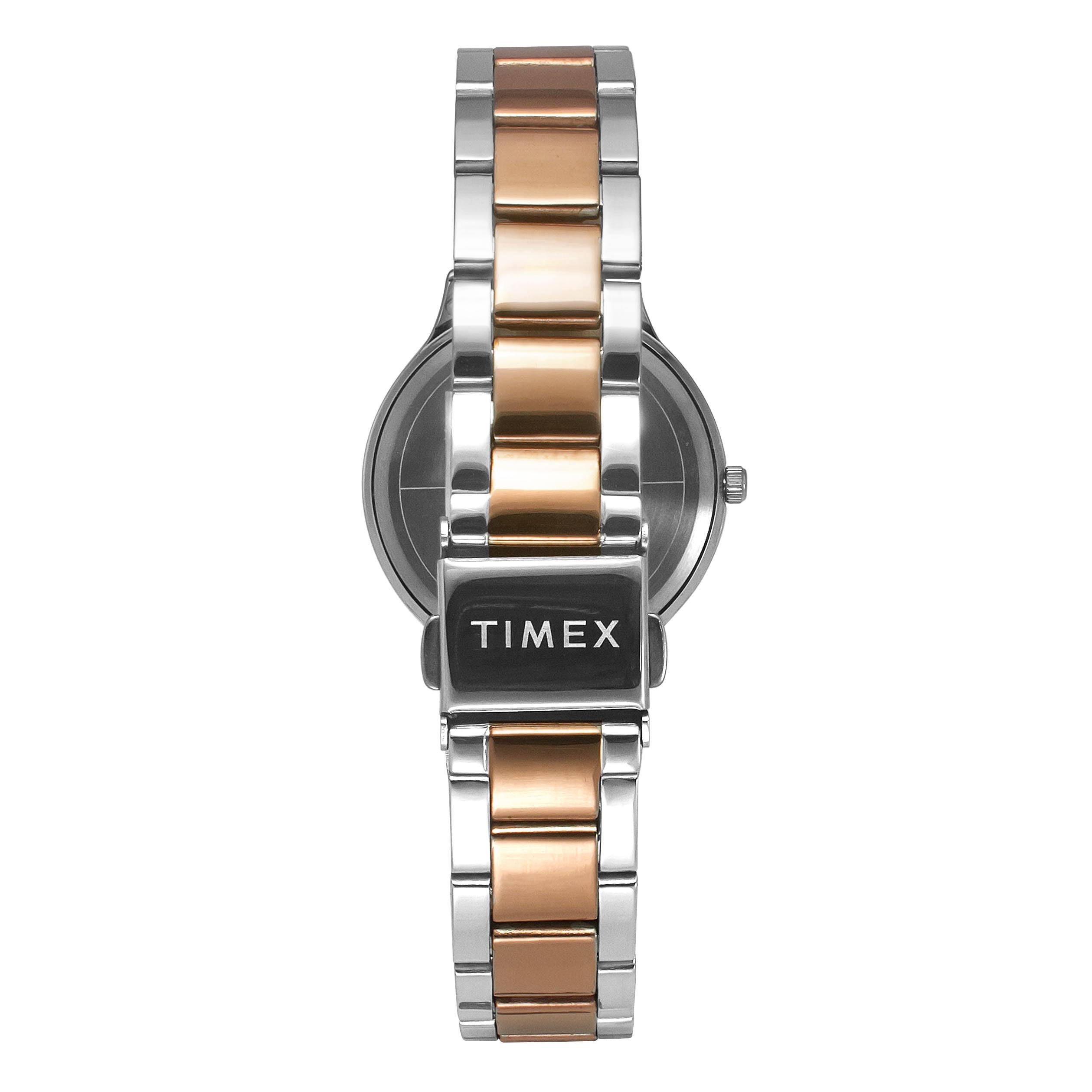 TIMEX Analog Watch for Women with Green Round Dial & Two Tone Stainless Steel Bracelet Band Water Resistant Women's Wrist Watches - TWTL121SMU04 3