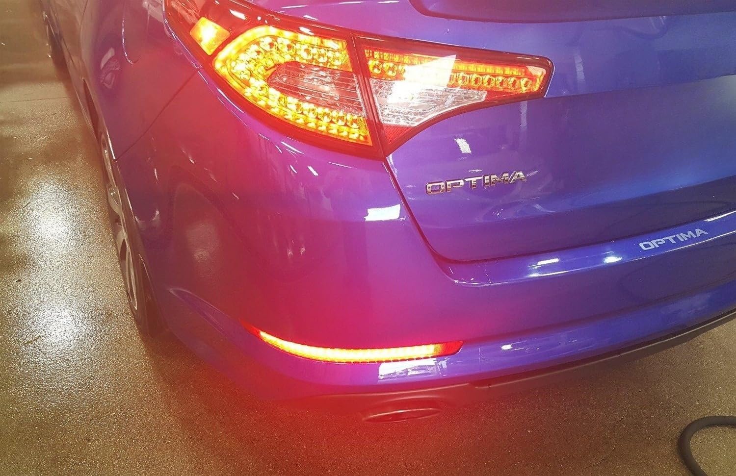 iJDMTOY Brilliant Red 40-SMD LED Bumper Reflector Lights Compatible With 2014-2015 Kia Optima K5, Function as Tail & Brake Lamps