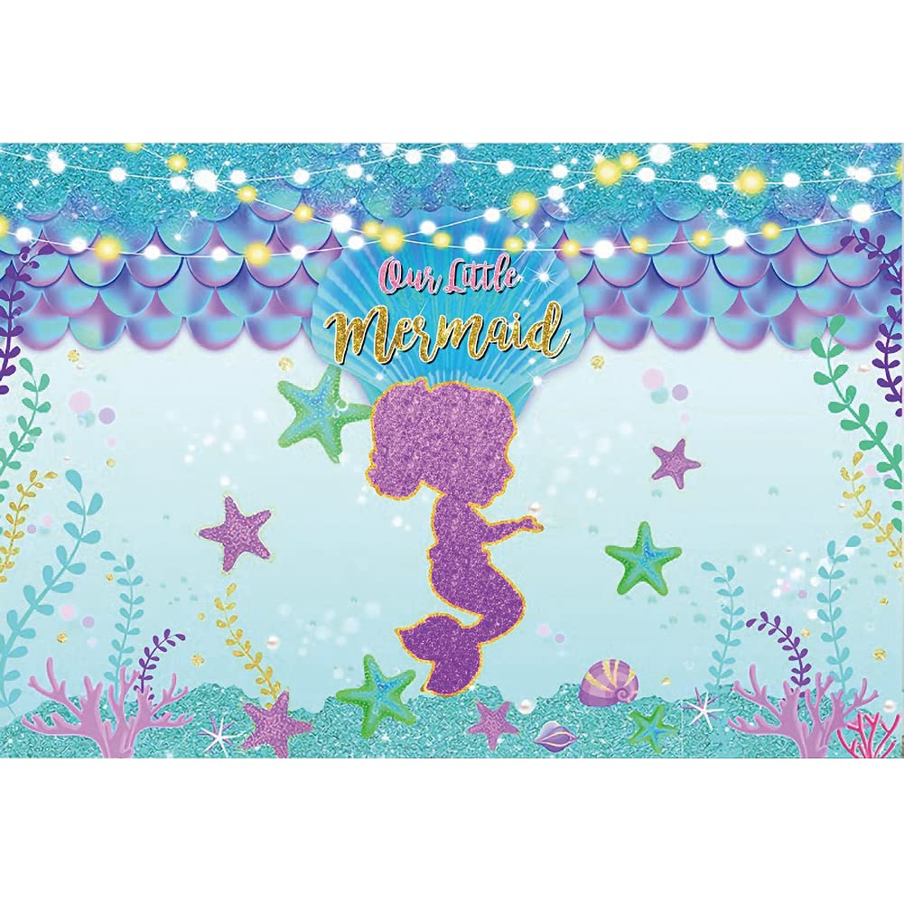 3 x 2,1 m syrenka baby shower poliestrowe tło kolorowe marzycielski podwodny świat fotografia koral morskie muszle tło nasza mała syrenka noworodek przyjęcie urodzinowe tort stół baner studio