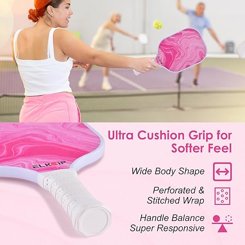 Miniatura 3 de Paleta de pickleball compuesta con cubierta para mujer, fibra de carbono de grafito, polipropileno, núcleo de panal de abeja, raqueta de pickleball,