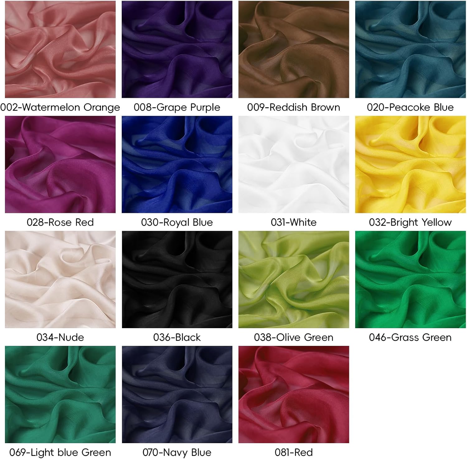 8 Momme 55" Wide 100% Mulberry Silk Chiffon Fabric by The Yard Sheer, Soft & Lightweight Pure Silk Fabric for Sewing Dresses, Scarves & DIY Crafts (White, 2 Yard)