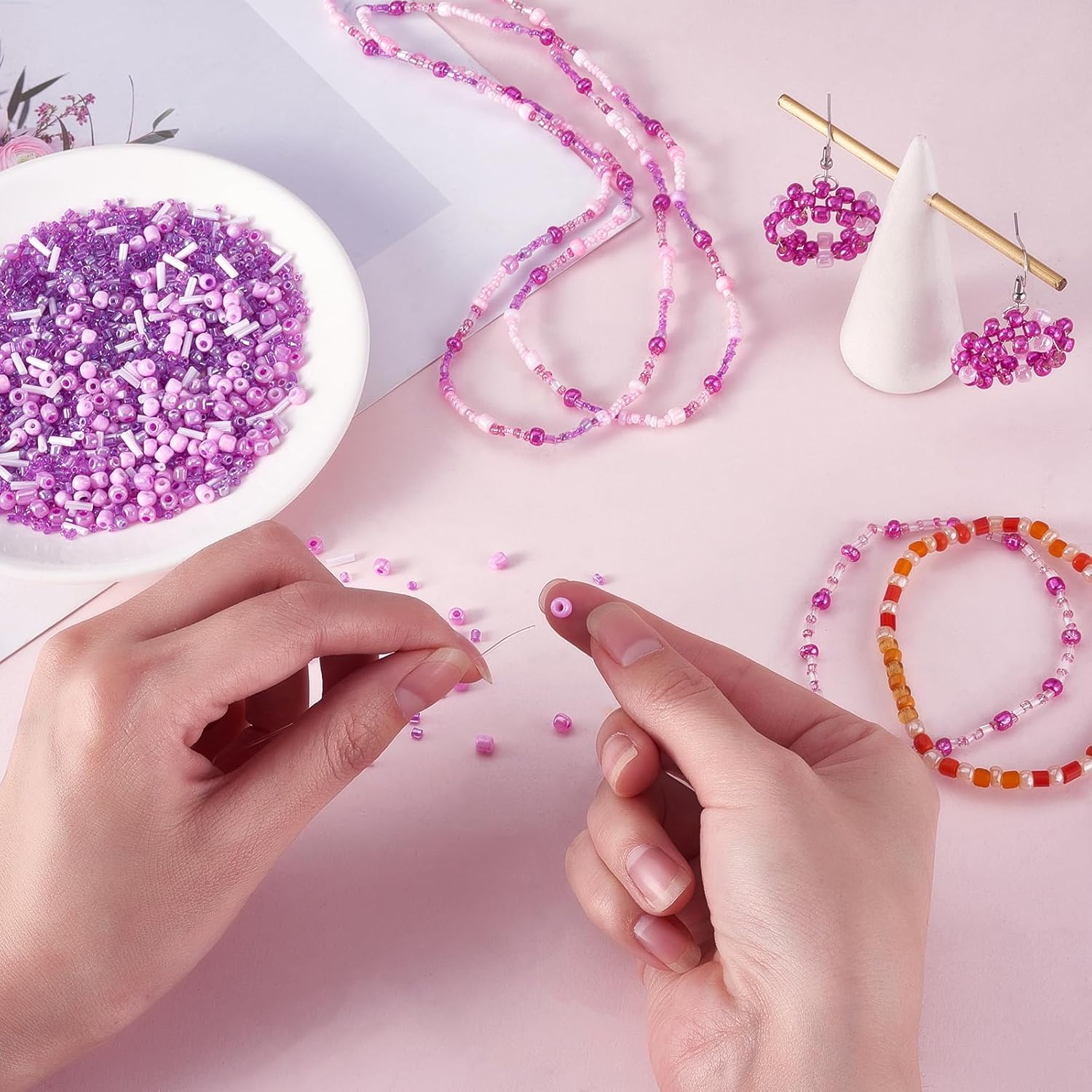 Ornaland 1 Pack Glass Tube Bugle Seed Beads for Jewelry Making Assorted Embroidery Beads for Bracelet Neckalce Earring DIY Crafts(Green) - Image 5