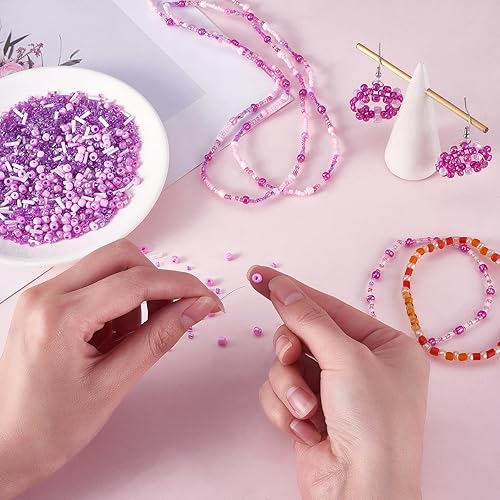 Miniatura 5 de 1 paquete de cuentas de vidrio surtidas para hacer joyas, cuentas de tubo de 0.069 a 0.178 pulgadas, cuentas espaciadoras de semillas de vidrio