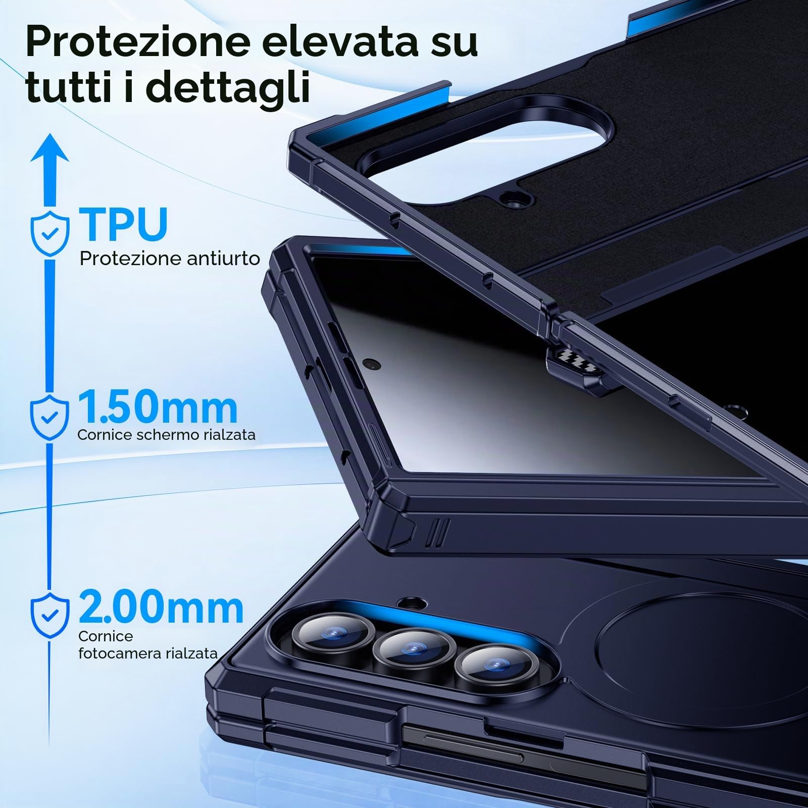 Custodia magnetica per Samsung Galaxy Z-Fold-7: doppio supporto orizzontale e verticale, compatibile con MagSafe, protezione display anti-spy, robusta protezione per cerniere, custodia ZFold