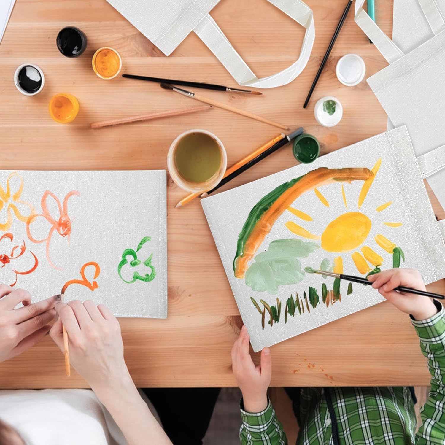 NPBAG 25 Pack 8.2'' X 10'' Mini Natural Cotton Tote Bags, Small Lightweight Blank Bulk Cloth Bags with 1pc of PTFE Teflon Sheet - Perfect for Parties Holidays - Image 2