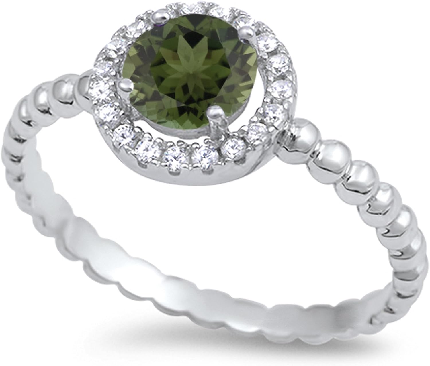 CHOOSE YOUR COLOR Sterling Silver Round Halo Ring