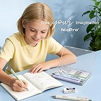 Vista 7 de Nicpro 4 lápices mecánicos pastel de 0.7 mm, lindo juego de lápices mecánicos de clic rápido con 8 tubos de recambios de plomo HB, gomas de borrar