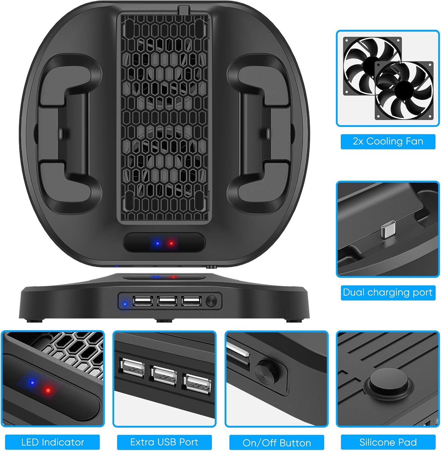 Vertical Cooling Stand Compatible with Xbox Series S, YUANHOT Charging Station Dock with Dual Controller Charger Ports and Cooler System (Only Compatible with Xbox Series S)
