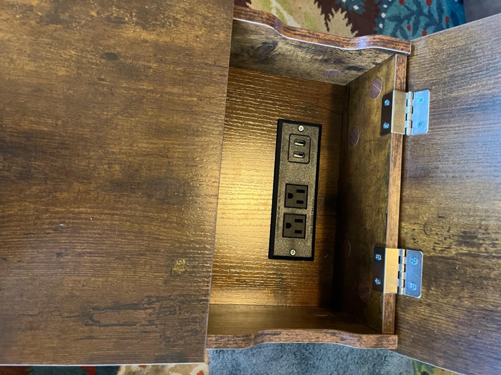 WLIVE Rustic Brown Small Storage Side Table - in use