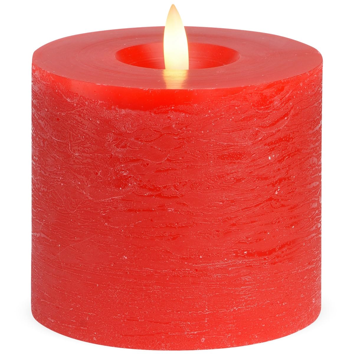 LED Stumpenkerzen 4er Set aus Echtwachs mit Timerfunktion & inkl. Fernbedienung - Kerzen realistisch flackernde Flamme warmweiß Ø 10 x 9 cm - Elektrische Wachskerzen in rot als gemütliche Tischdeko