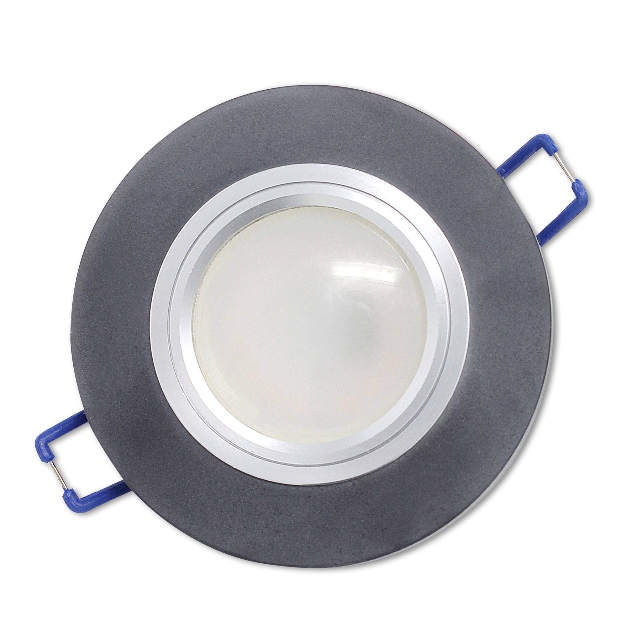 10x LED Einbaustrahler Set rund schwarz-matt flach 6,5 Watt neutralweiß - 230V Deckenstrahler aus Glas Deckenleuchte - Deckenspot 75mm Bohrloch Einbauleuchte Einbau-spot Strahler