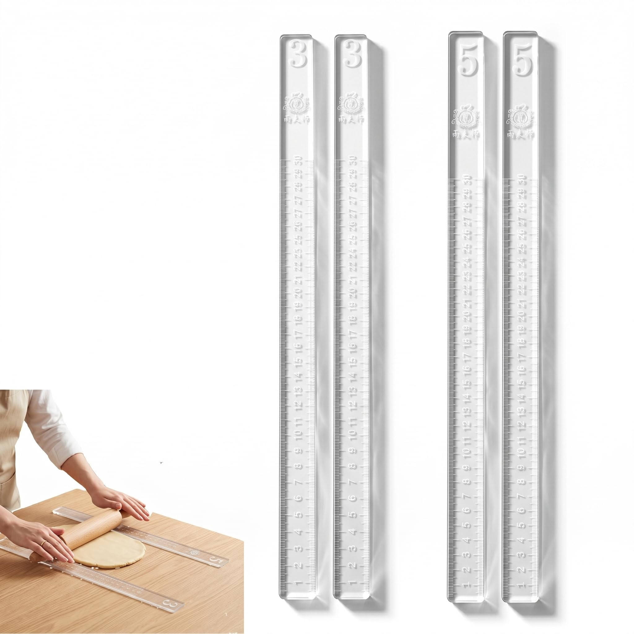 Homoyoyo Règle Pâtisserie En Acrylique Transparente 2 Pièces 3Mm Et 5Mm Pour ÉPaisseur Uniforme De PâTe Et Biscuits Facile À Utiliser Et Nettoyer