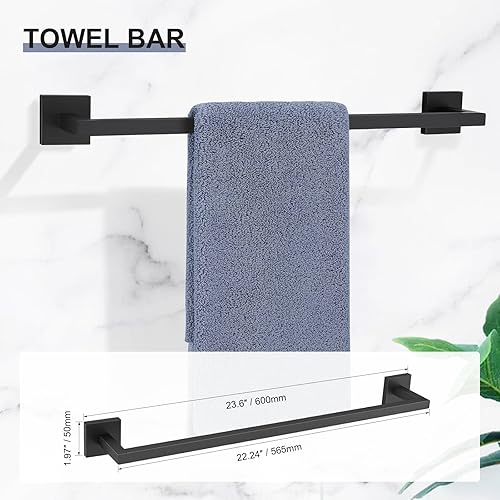 Miniatura 9 de TNOMS - Juego de 5 toallas de baño, juego de accesorios de baño de níquel cepillado para baño, juego de accesorios de baño de acero inoxidable