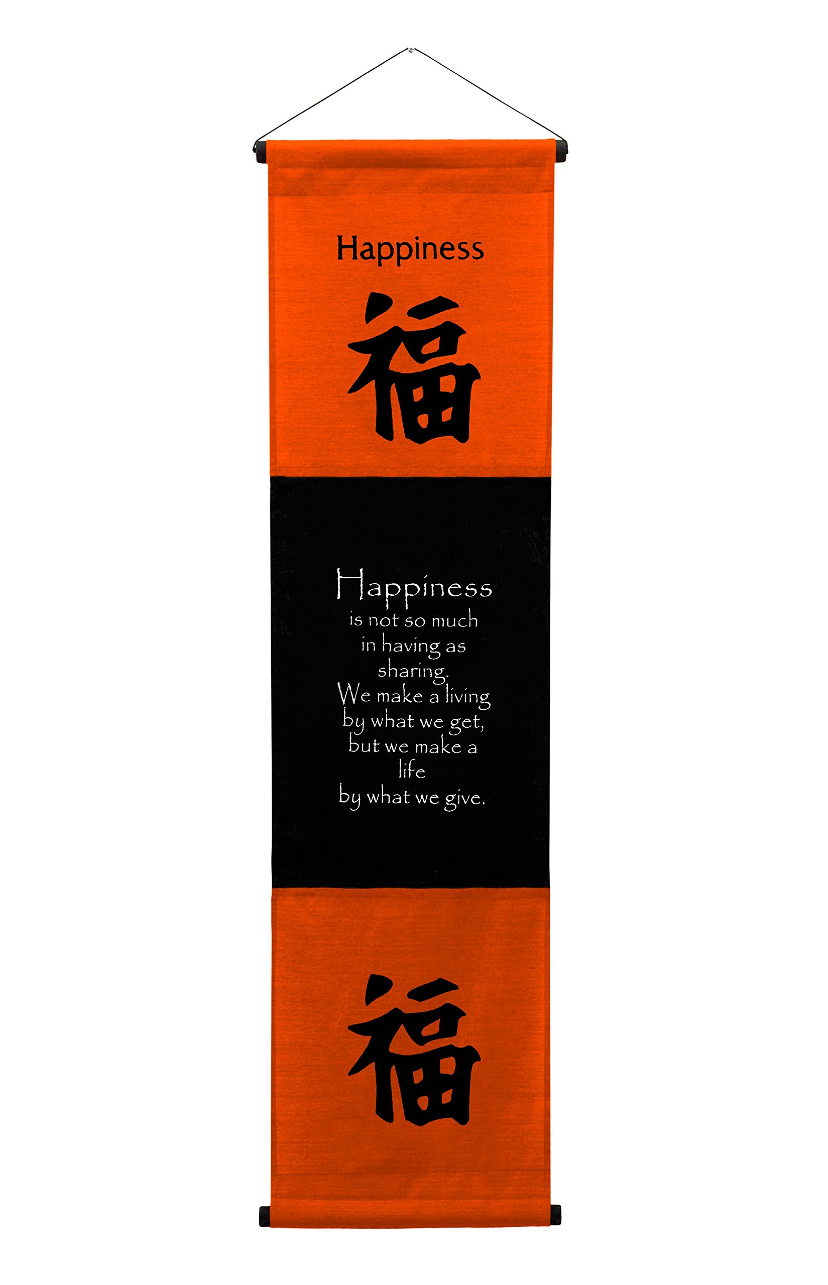 G6 Collection Orange Inspirational Wall Decor Happiness Banner Large, Inspiring Quote Wall Hanging Scroll, Affirmation Motivational Uplifting Message Decoration, Thought Saying Tapestry Happiness (Orange)