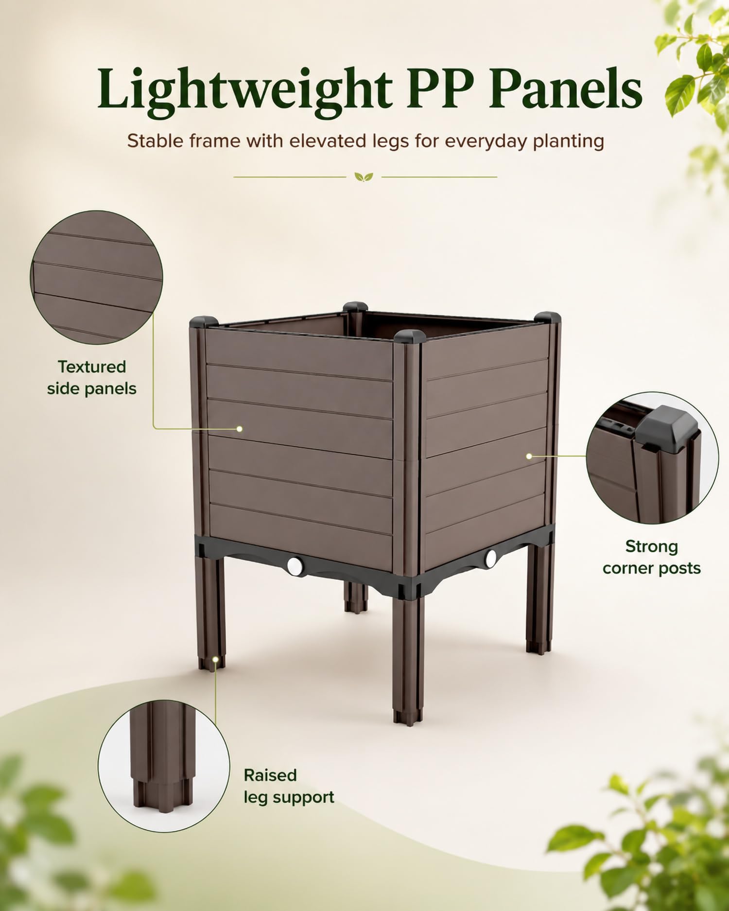 Jardinera Elevada para Balcón Y Terraza, Huerto Urbano Modular En PP con Patas, Mesa De Cultivo para Verduras, Hierbas, Flores Y Hojas Verdes En Patio,30 * 180 * 46cm/11 * 70 * 18in