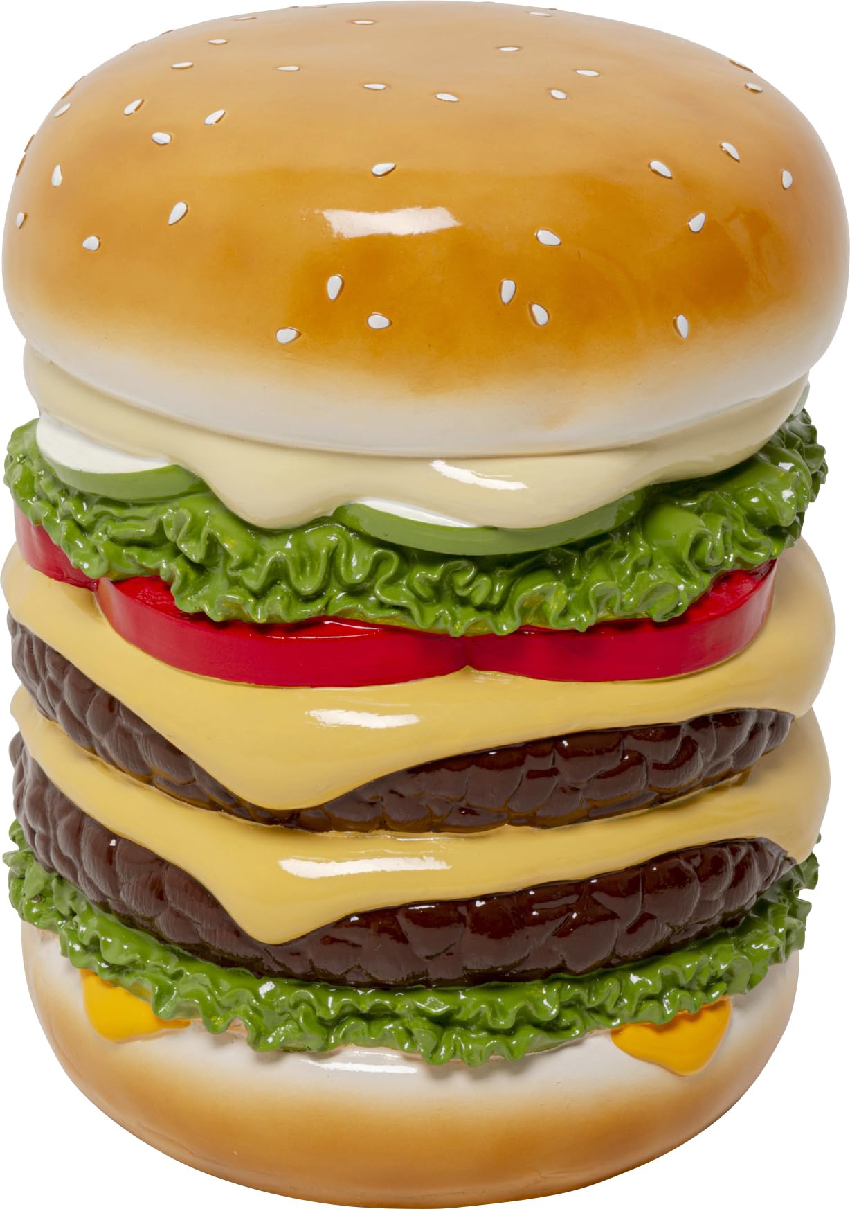Kare Design Sitzhocker Burger, Mehrfarbig, Durchmesser 36 cm, Burger-Motiv, 110kg Belastbarkeit, Rund, Hocker, Dekoobjekt, Wohnzimmer