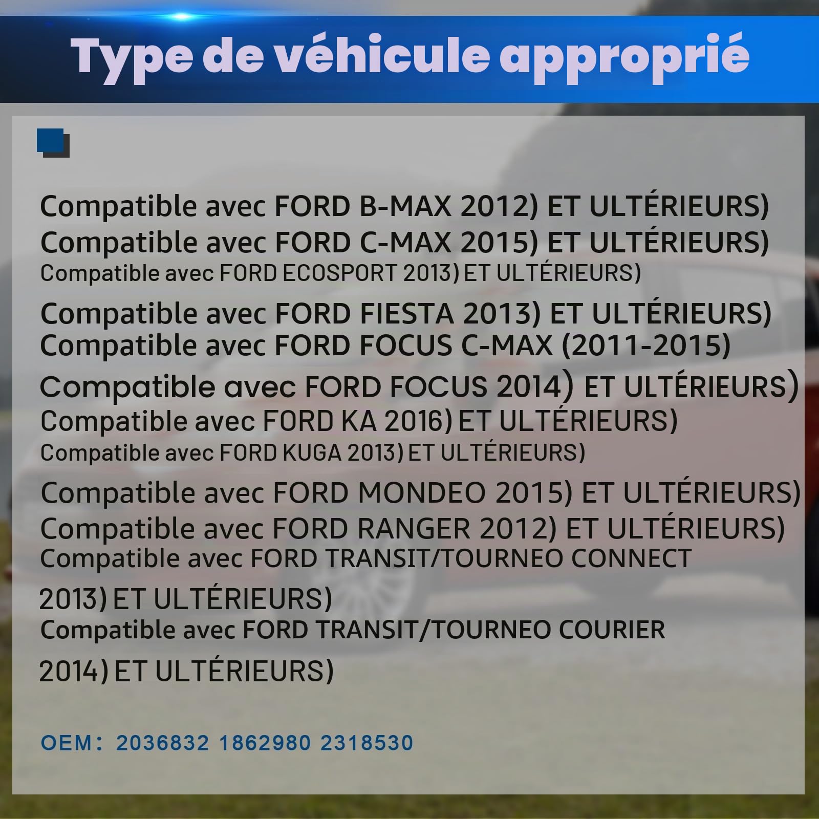 Capteur de Pression des Pneus Compatible avec Ford Ecosport 2013 Focus 2014 Kuga Mk2 RDKS TPMS Compatible avec Ford B-MAX 15 C-MAX 15 Transit/Tourneo Connect 2036832 4 Pièces