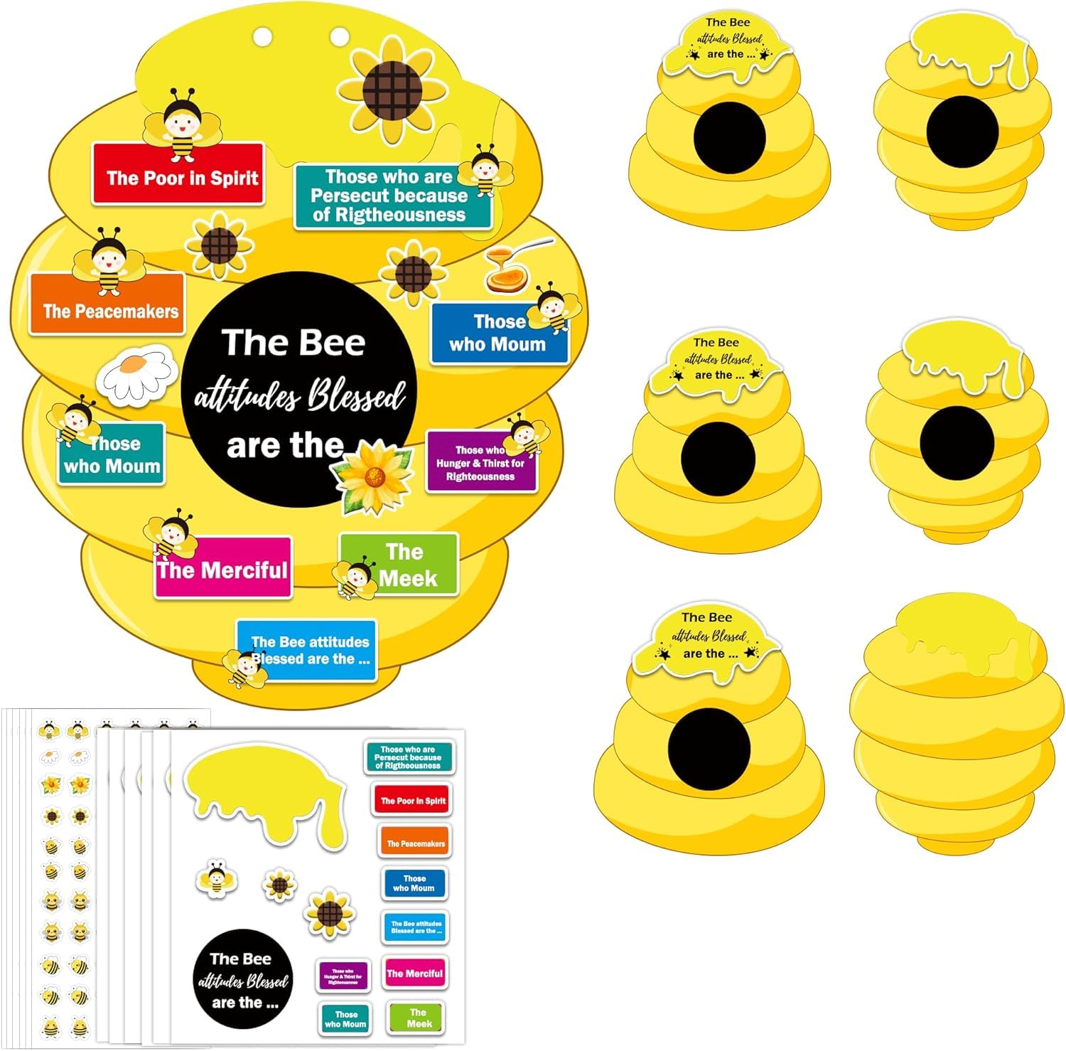 Pop Resin Bee Attitude Sign DIY Kit 24 Sets Religious VBS Beatitudes Crafts