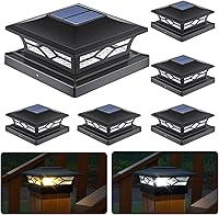 Vista 1 de APONUO - Luces solares para punta de poste, 4x4 de plástico negro impermeables para exteriores, LEDs blanco cálido/blanco frío, decoración