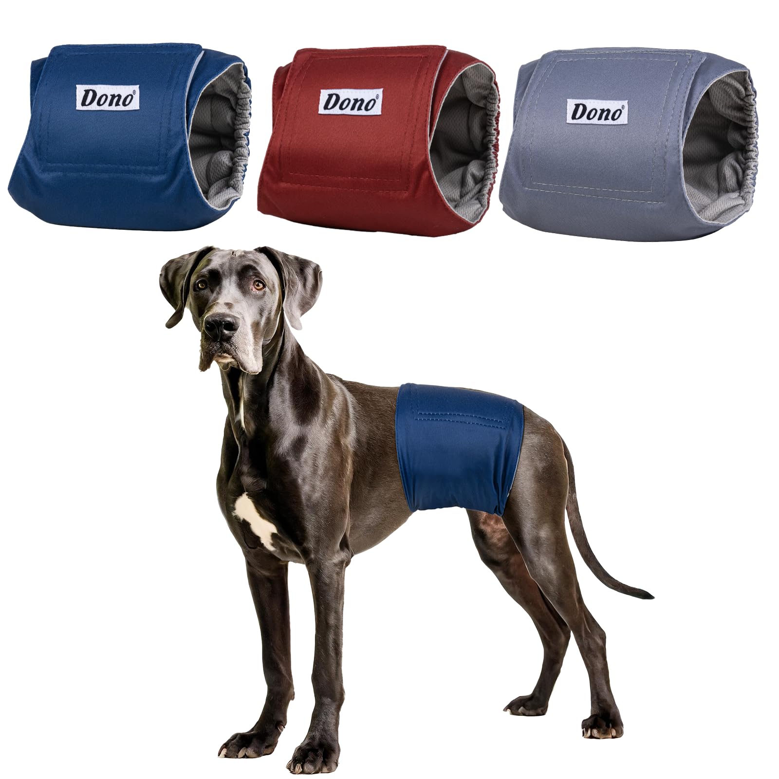 Dono Dog Belly Bands Male Reusable, 3 Pcs, Dog Nappies, Puppy Diapers, Male Wraps for Incontinence Puppy Training, Traveling