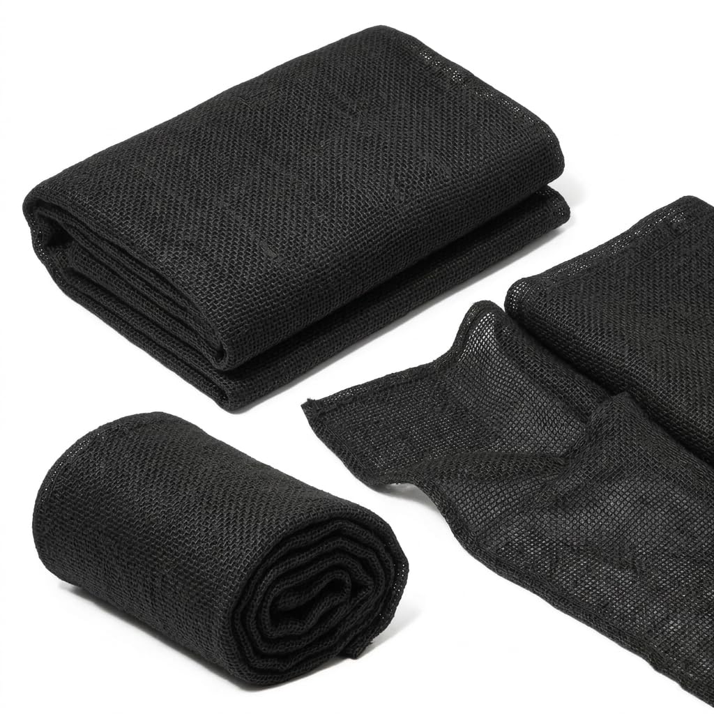 5M Black Hessian Fabric/Burlap Fabric - 35 Inches (90cm) Wide, 260 G/M², Eco-Friendly Biodegradable Natural Jute for Gardening, Outdoor Tree Protection, Weddings, Arts and Crafts