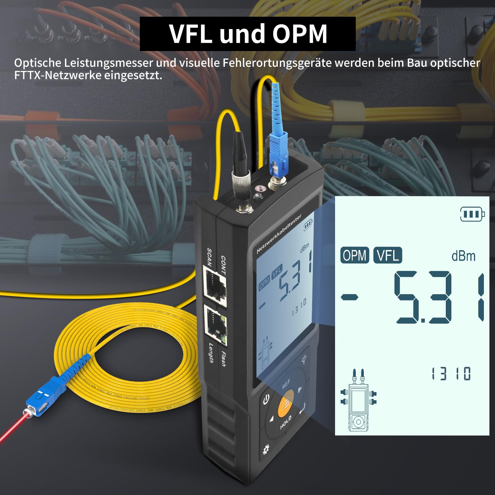 Henkion Multifunktions-RJ45-Netzwerkkabeltester,Kabelverfolger,Aufladbar,UTP-Kontinuitäts-und Steckerfehlertest,Länge,OPM,POE 802.3af/at/bt und nicht standardmäßige POE-Erkennung,Port-Blinken,NCV