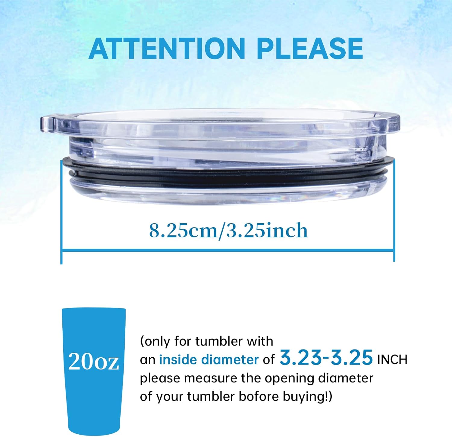 20 oz Tumbler Replacement Lids 2 Pack,Fit of Inner Diameter 3.23 to 3.25 INCH Tumbler Cup,Spill Proof Splash Resistant Tumbler Lids Silicone Sliding Covers BPA-free - Image 2