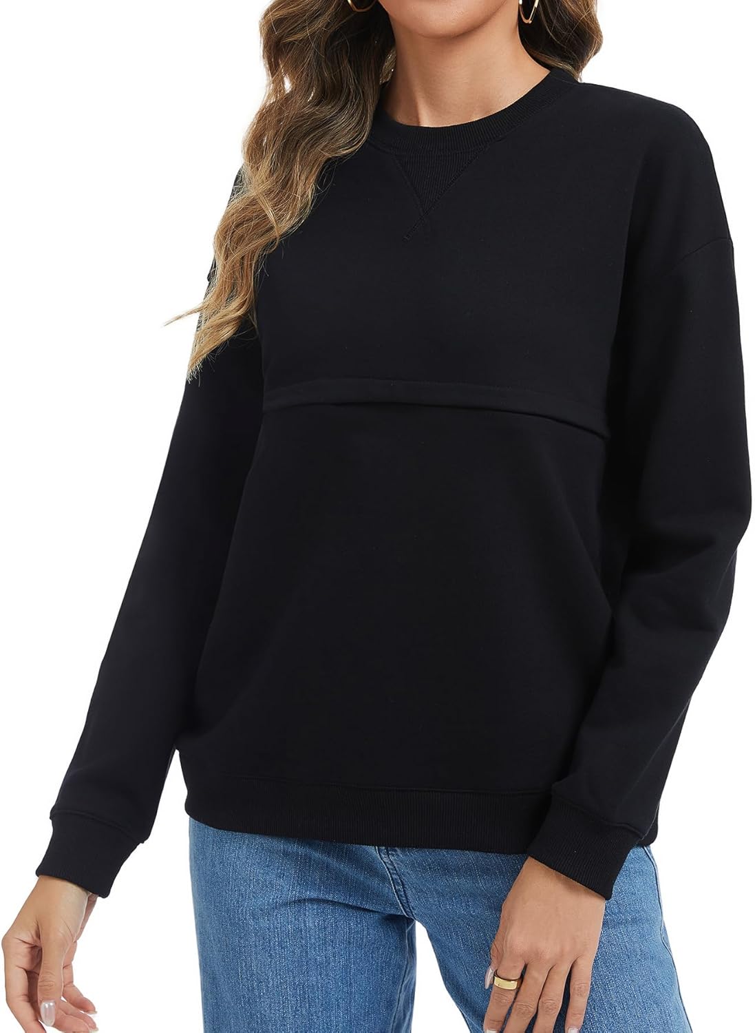 Sosolism Cotton Nursing Tops Zip Breastfeeding Sweatshirt - Image 6