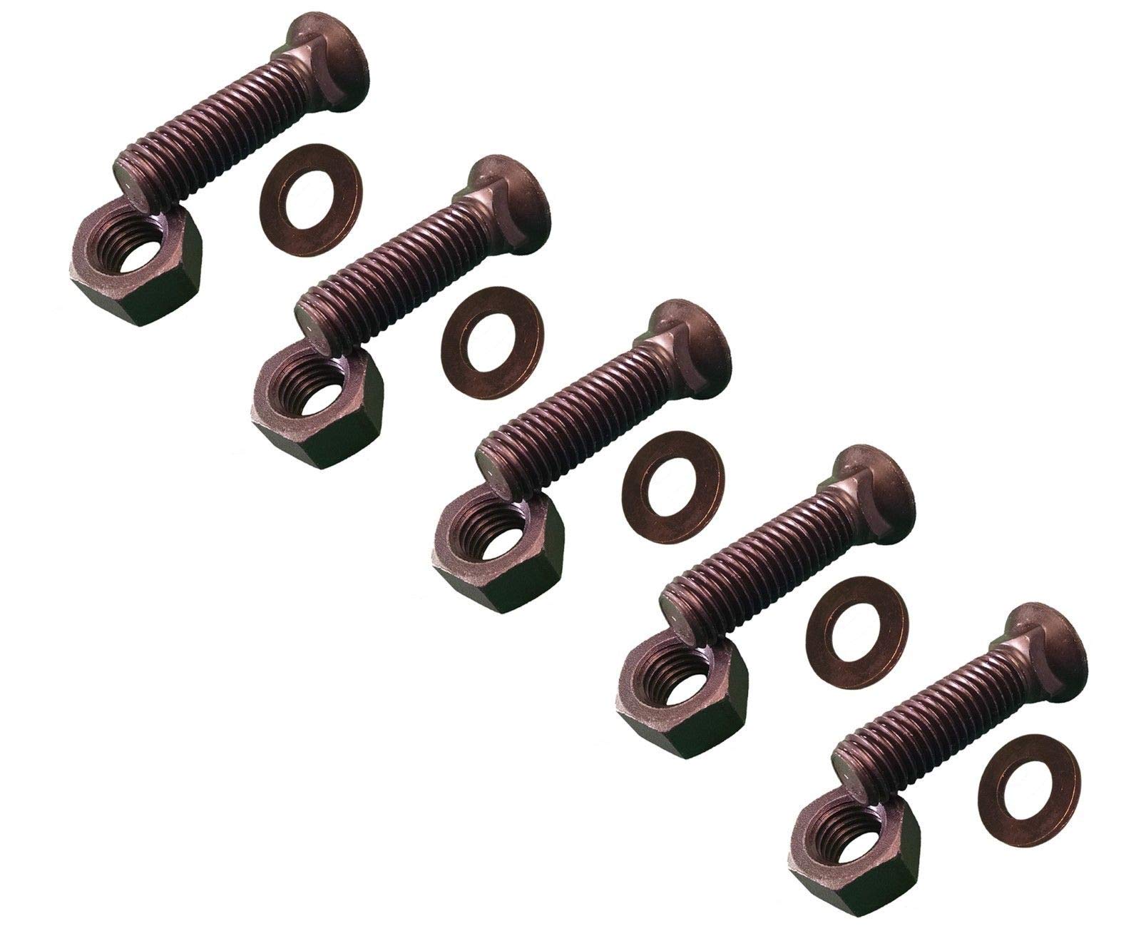 5 -Plow Bolt, Nut, washer Blades/Cutting Edge, 3/4-10X2 1/2 - Grade 8, Dome Head