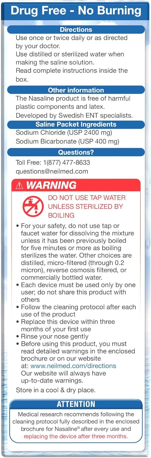 Squip Nasaline Nasal Rinsing System with 10 Premixed Saline Packets : Health & Household