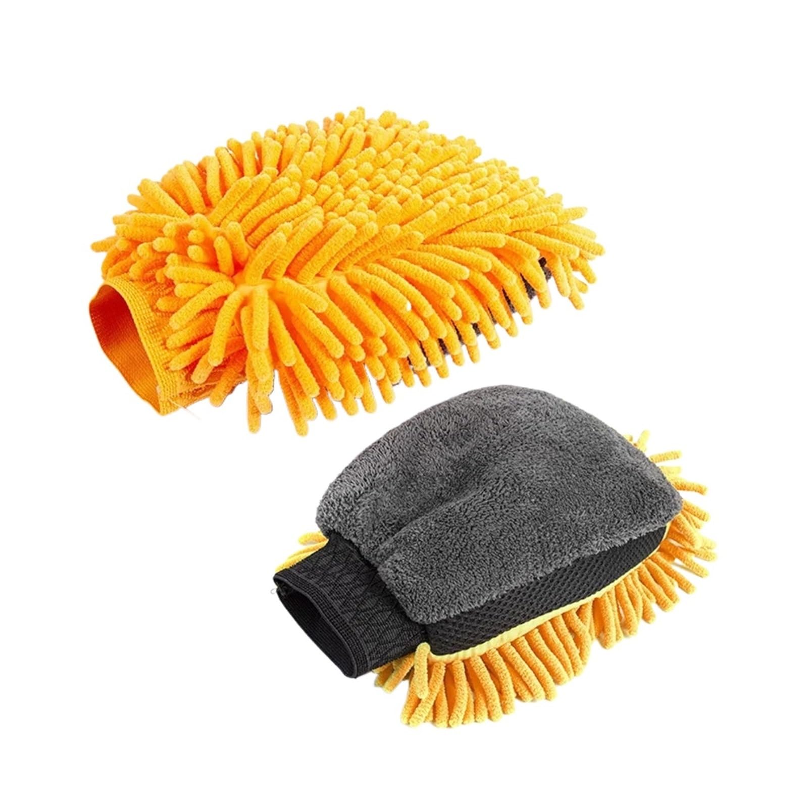 DYYEUAVT 2Pcs Soft Coral Car Wash Glove Anti-Scratch Multifunction Thick For Automotive Cleaning And Polishing(Orange)