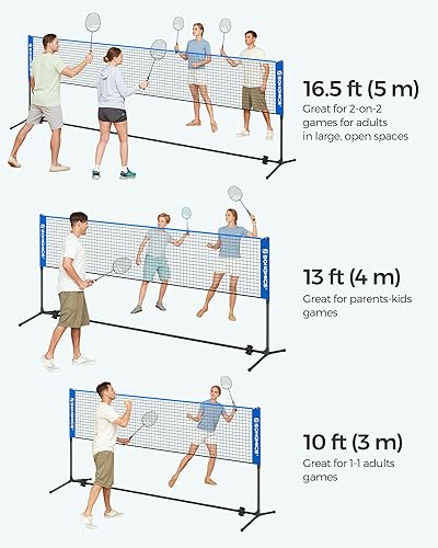 Vista 24 de SONGMICS - Juego de red de bádminton; juego deportivo portátil para bádminton, tenis, voleibol infantil, pickleball; de fácil instalación; red