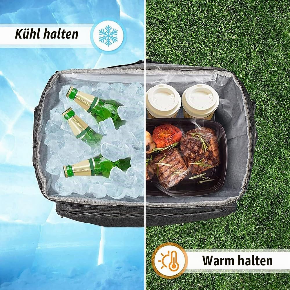 Kühltasche Mit Rollen Kühlbox Groß 40L Isolierbox Kühltasche Bierkasten Faltbar Lunchtasche for Picnic Camping Shopping
