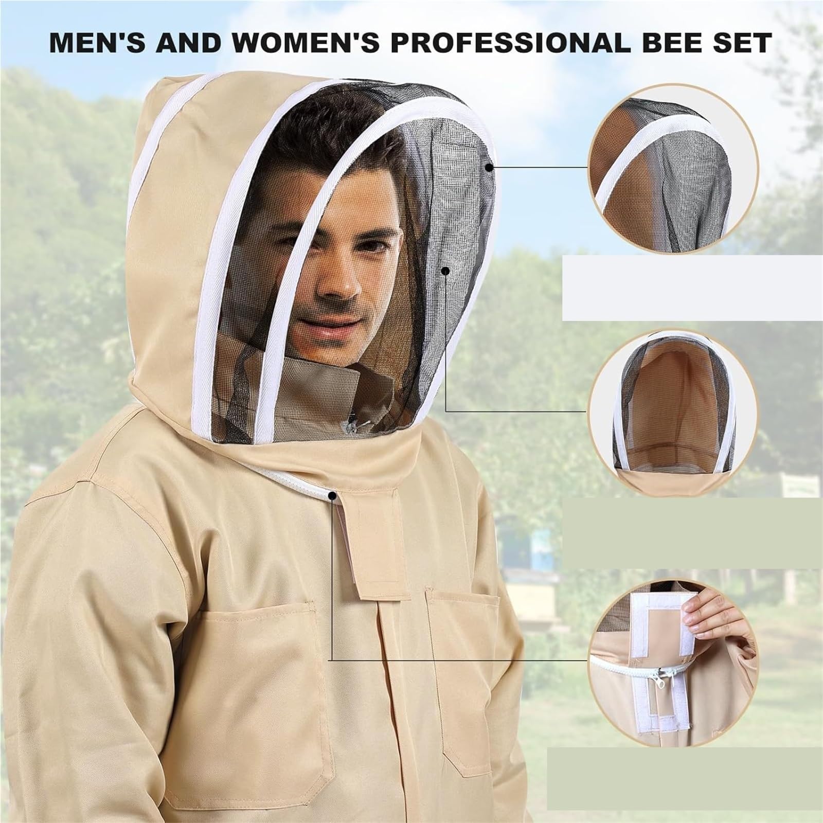 Traje de apicultor Profesional Ropa de apicultura con guantes profesionales for hombres y mujeres, overoles apicultor(XL)