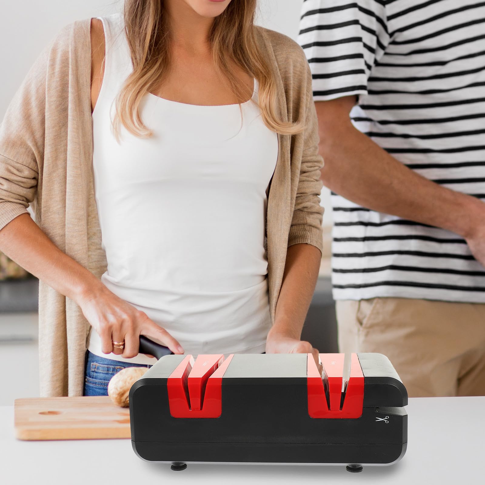 Kichvoe Afilador de Molienda de Cocina Tijeras y Eléctrico Cuchillos para Fácil de Limpiar Motor de Cobre y Rueda para Cortar y Afilar Adecuado Hogar